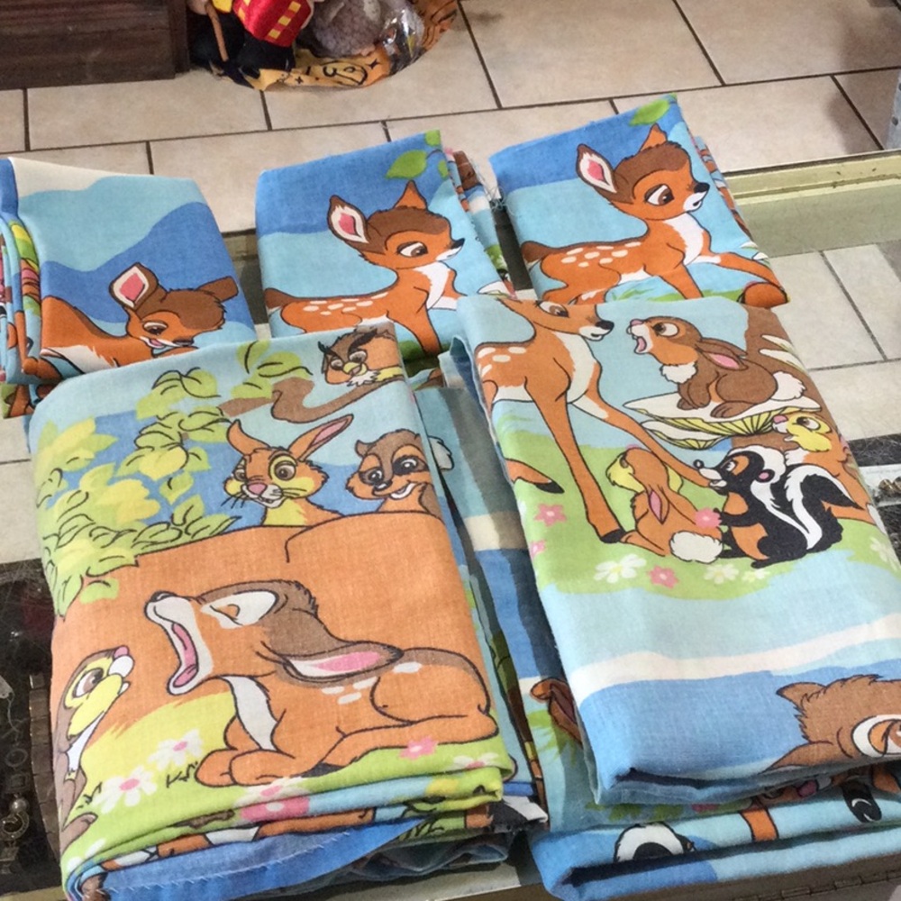 Vintage Disney Bambi Themed Bedding and Curtain Set